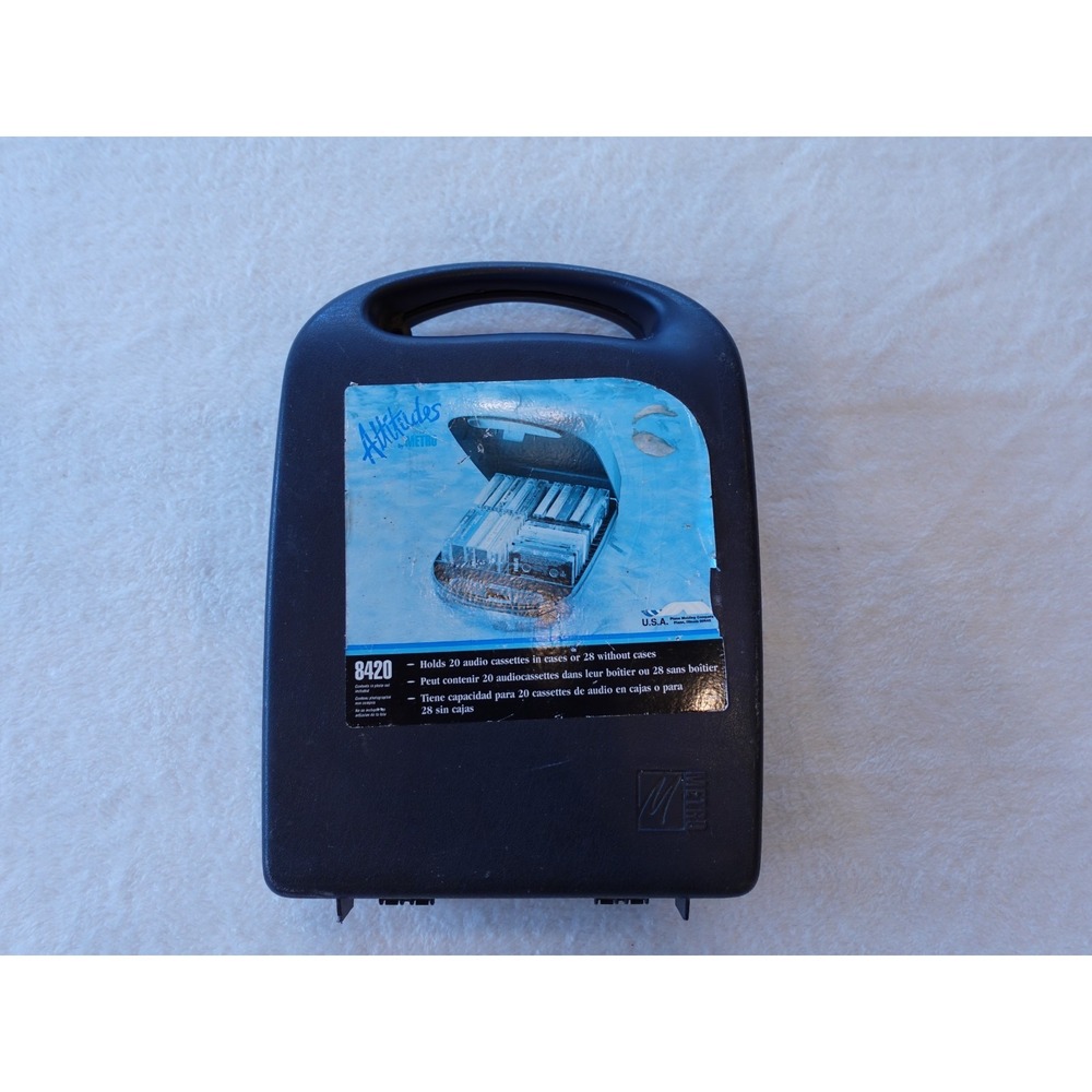 Vintage Cassette Tape Holder Case 20 Tapes‎ Handle Latch Attitudes by Metro 8420